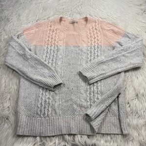 Banana‎ Republic Women's L Colorblock Cable-Knit Zip Hem Sweater Preppy